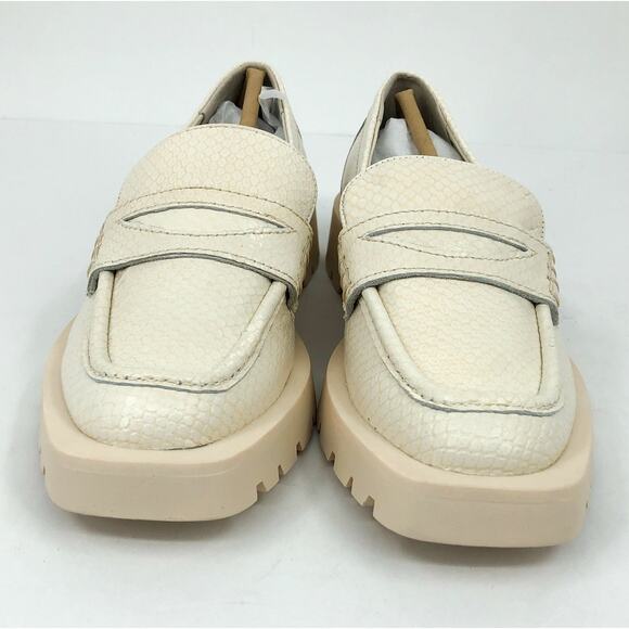 DOLCE VITA Womens Elias Loafer 6.5 White Ivory Embossed Leather Lug Sole NWOB - Picture 5 of 11